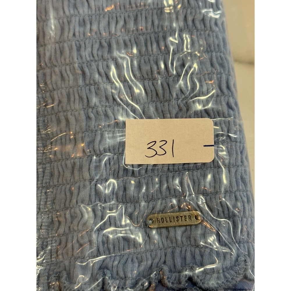 Hollister Smocked Crop Top Women L Blue Tie Strap Coquette Cottagecore - Picture 8 of 8